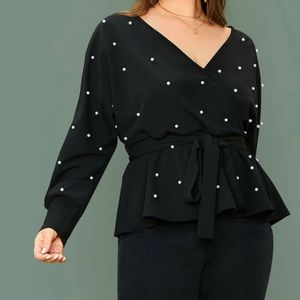 Pearl Wrap Surplice Top